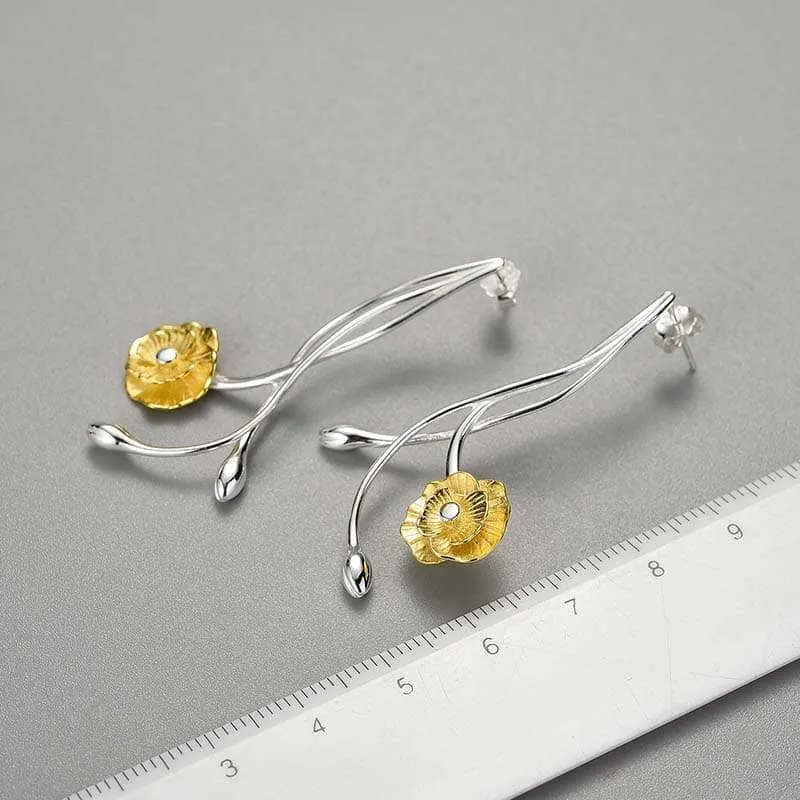 Elegant Anemone Flower Dangle Earrings