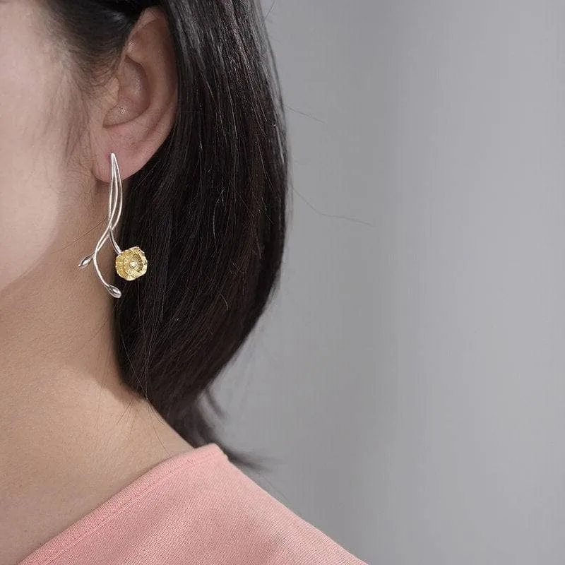 Elegant Anemone Flower Dangle Earrings