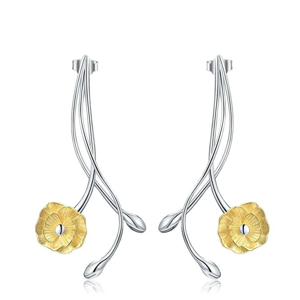 Elegant Anemone Flower Dangle Earrings