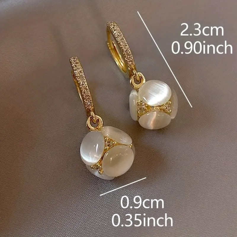 Elegant Copper Moonstone Drop Earrings