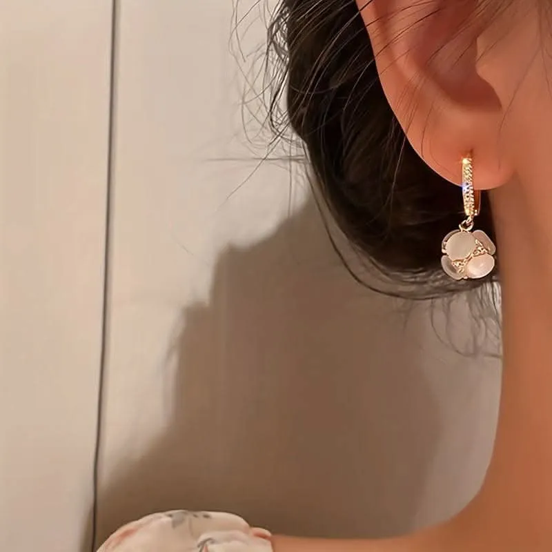 Elegant Copper Moonstone Drop Earrings