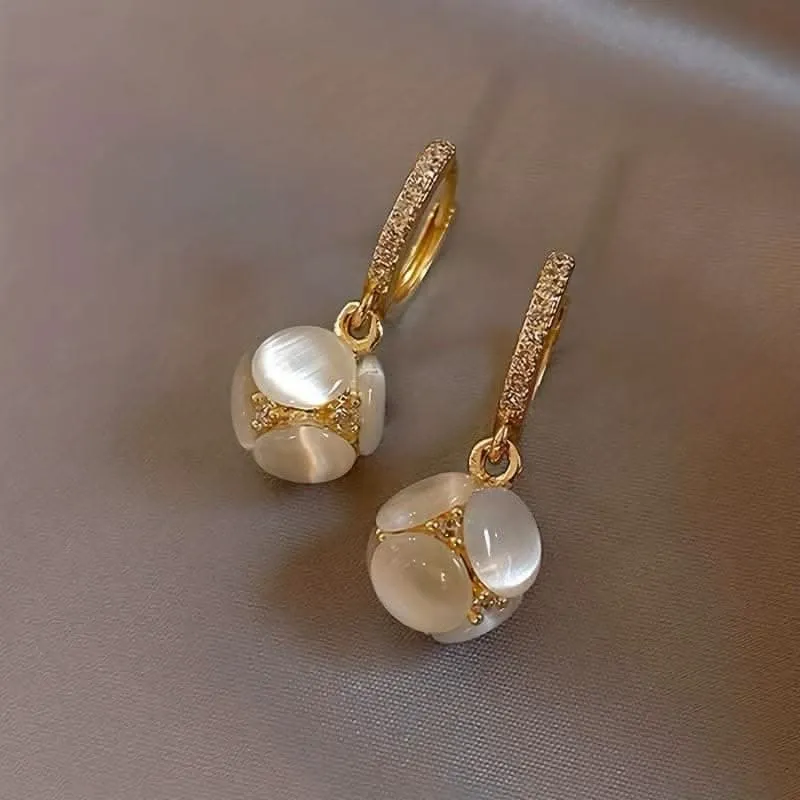 Elegant Copper Moonstone Drop Earrings