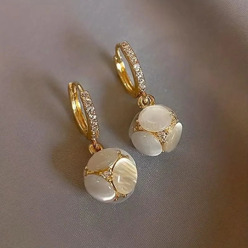 Elegant Copper Moonstone Drop Earrings