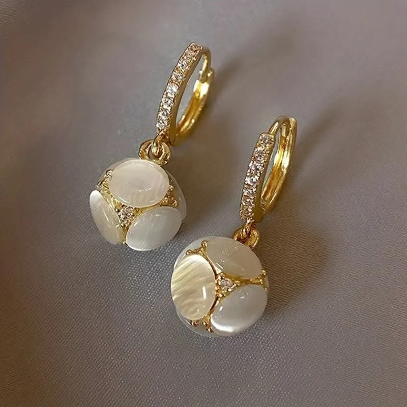 Elegant Copper Moonstone Drop Earrings