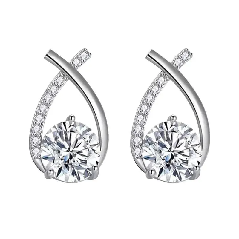 Elegant Crystal Cross Stud Earrings