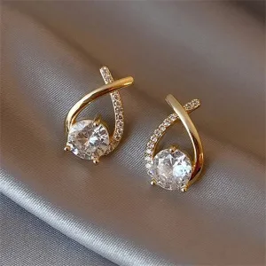 Elegant Crystal Cross Stud Earrings