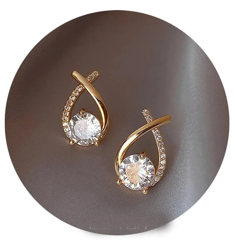 Elegant Crystal Cross Stud Earrings