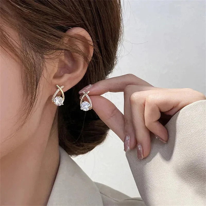 Elegant Crystal Cross Stud Earrings