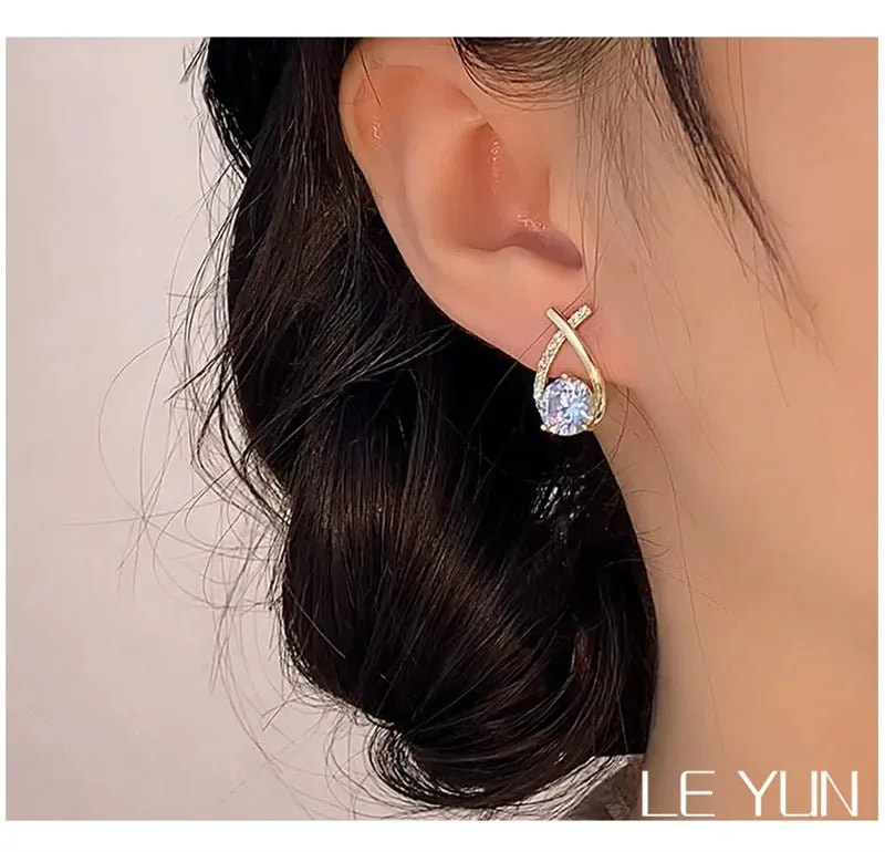 Elegant Crystal Cross Stud Earrings