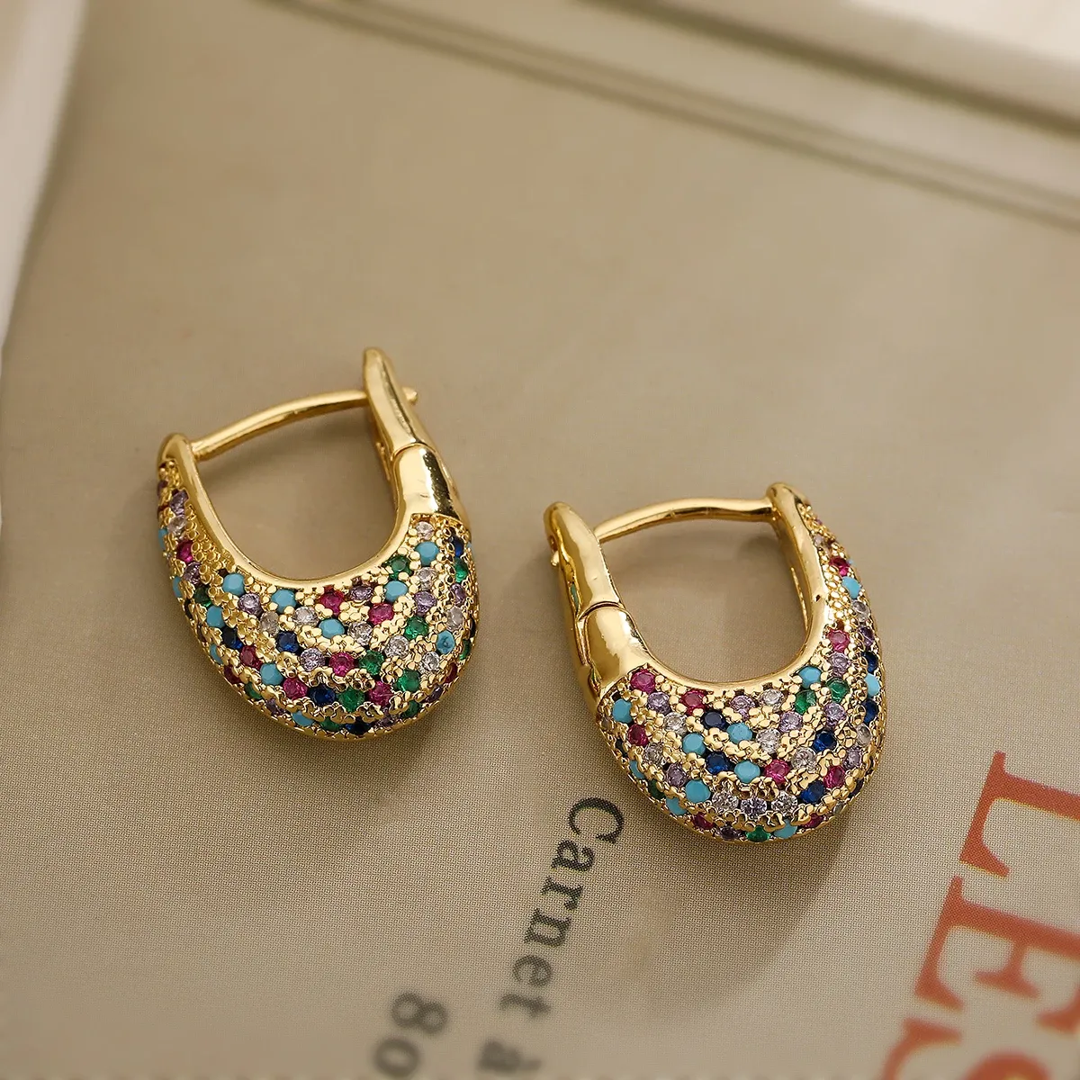 Elegant Earrings with Coloured Crystals