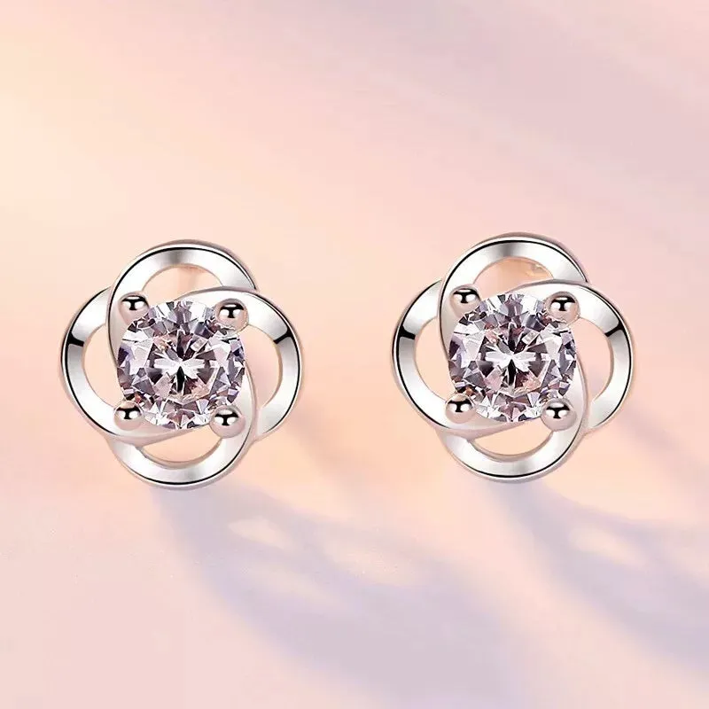 Elegant Flower Crystal Stud Earrings