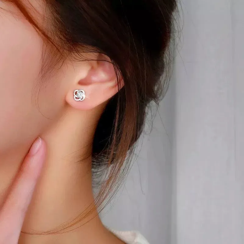 Elegant Flower Crystal Stud Earrings