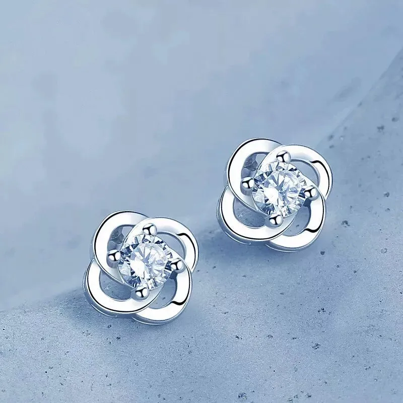 Elegant Flower Crystal Stud Earrings