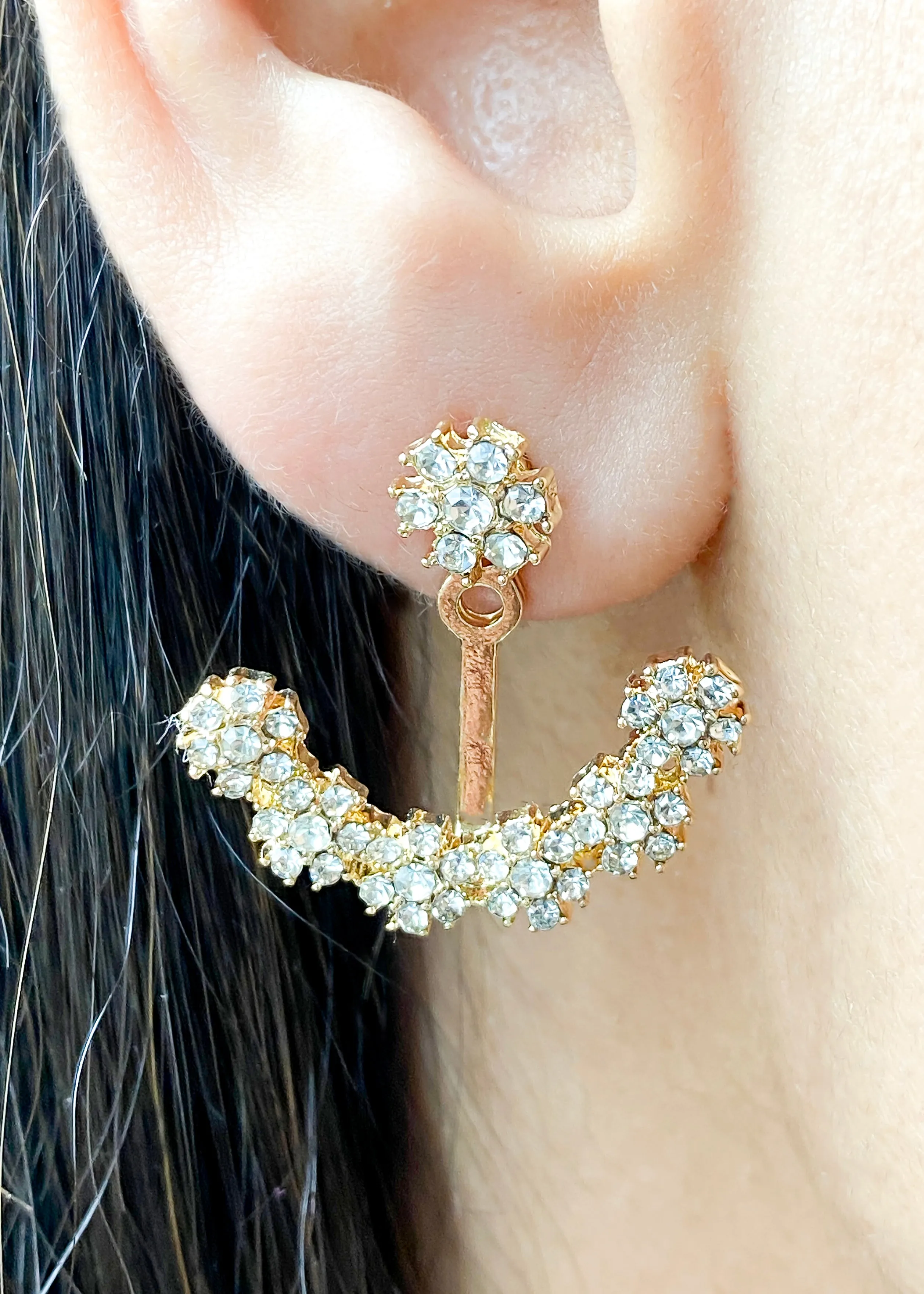 Elegant Flower Ear Jackets Earrings