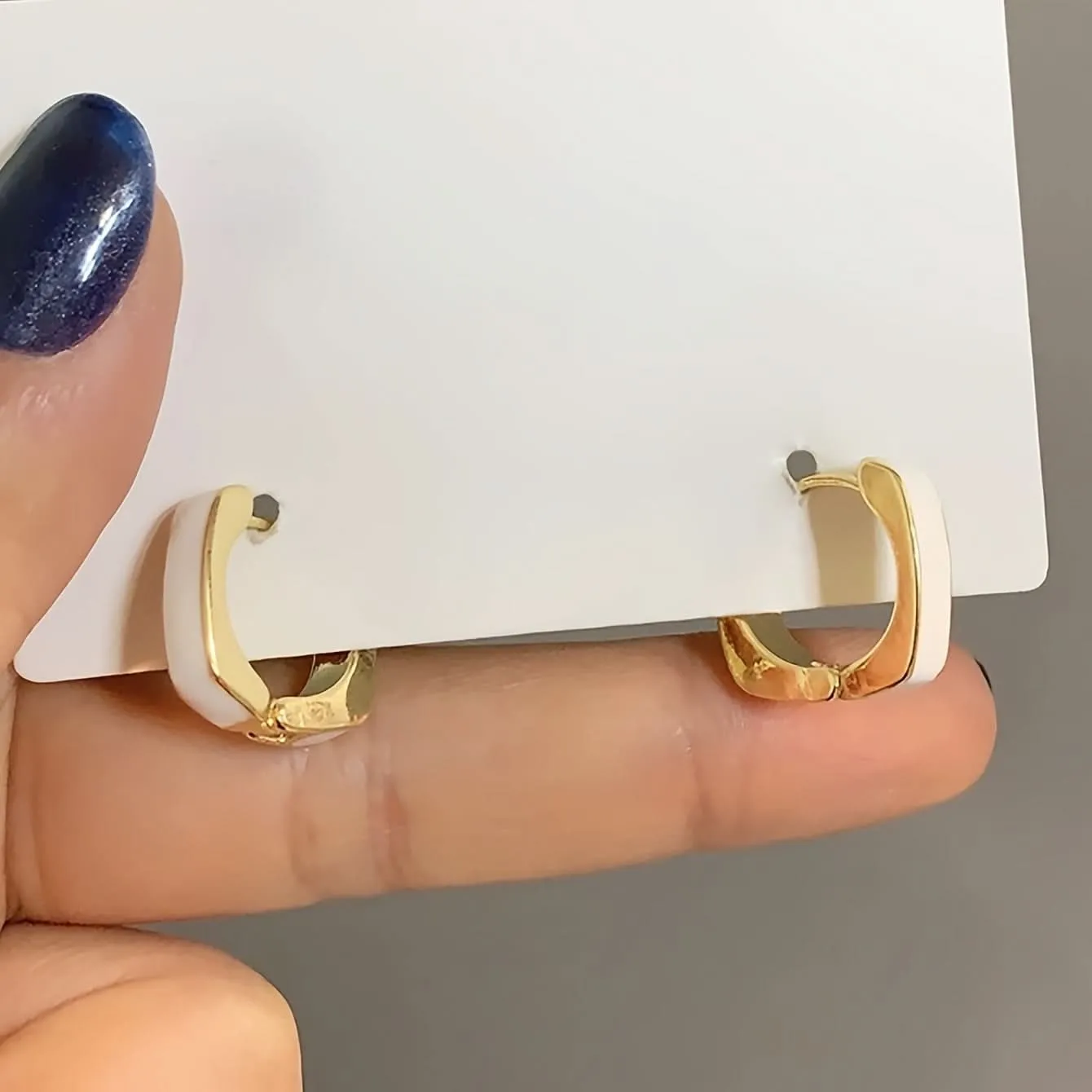 Elegant French-Inspired Geometric Square Hoop Earrings for Women