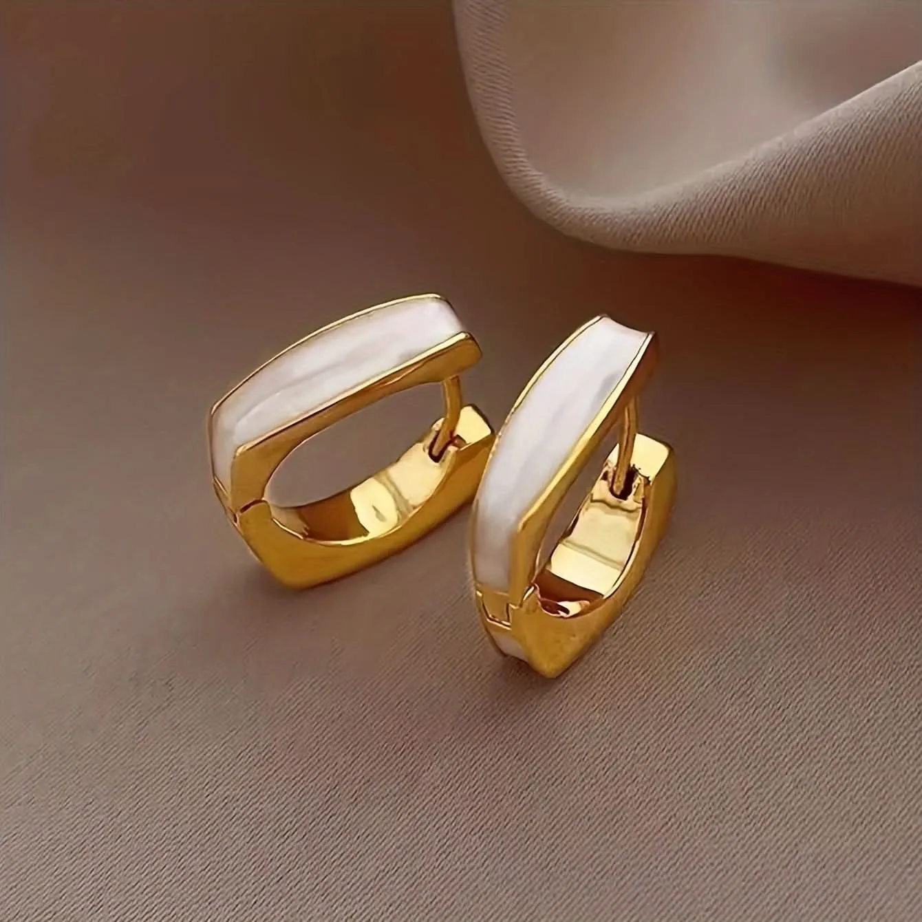 Elegant French-Inspired Geometric Square Hoop Earrings for Women