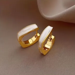 Elegant French-Inspired Geometric Square Hoop Earrings for Women