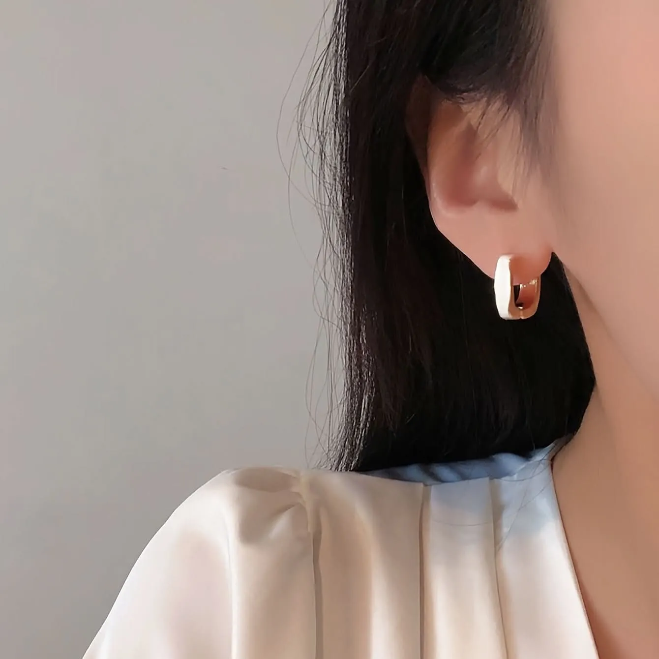 Elegant French-Inspired Geometric Square Hoop Earrings for Women