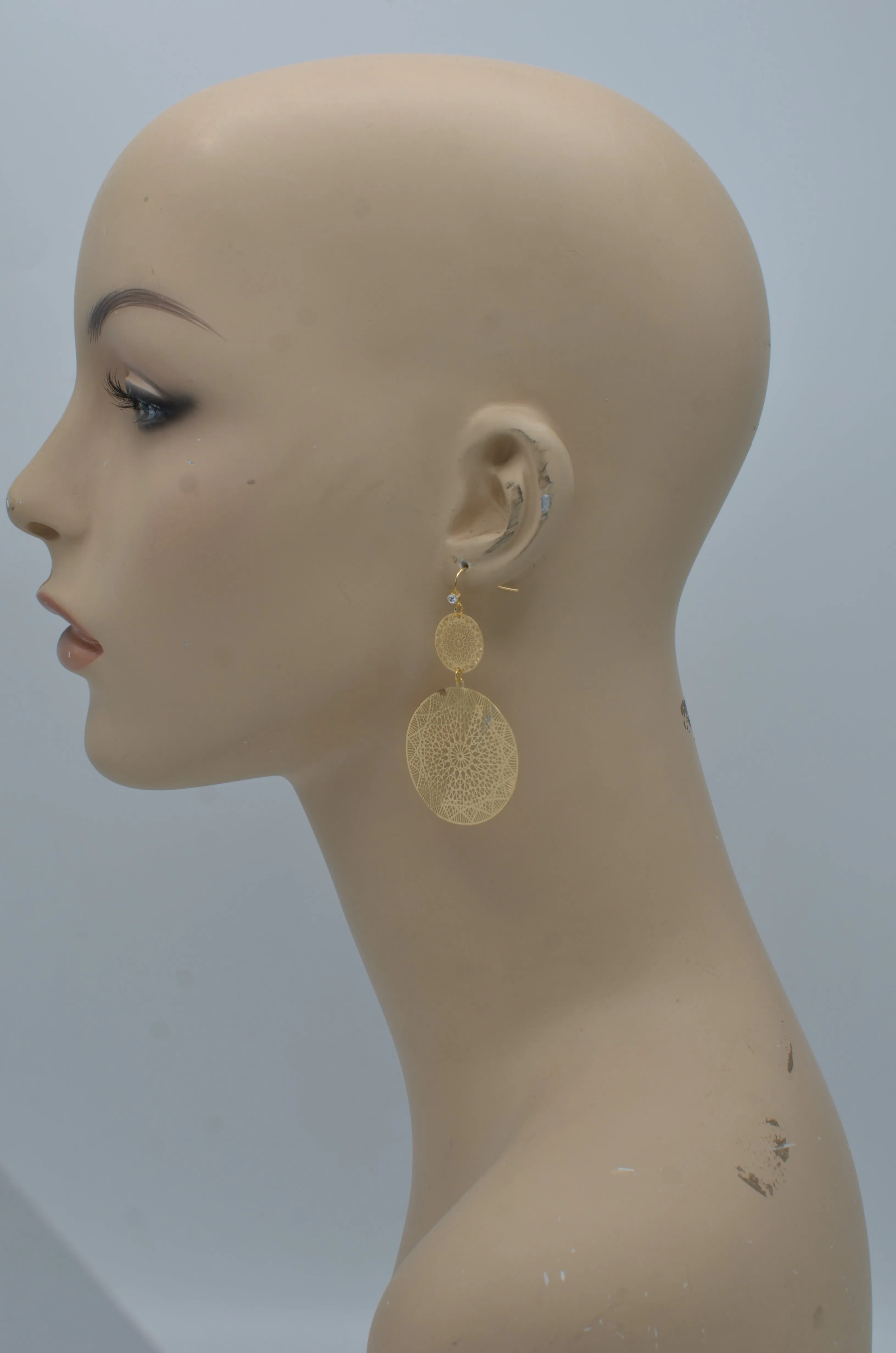 Elegant Gold Filigree Disc Chandelier Earrings #HNE90912GD(SF2)
