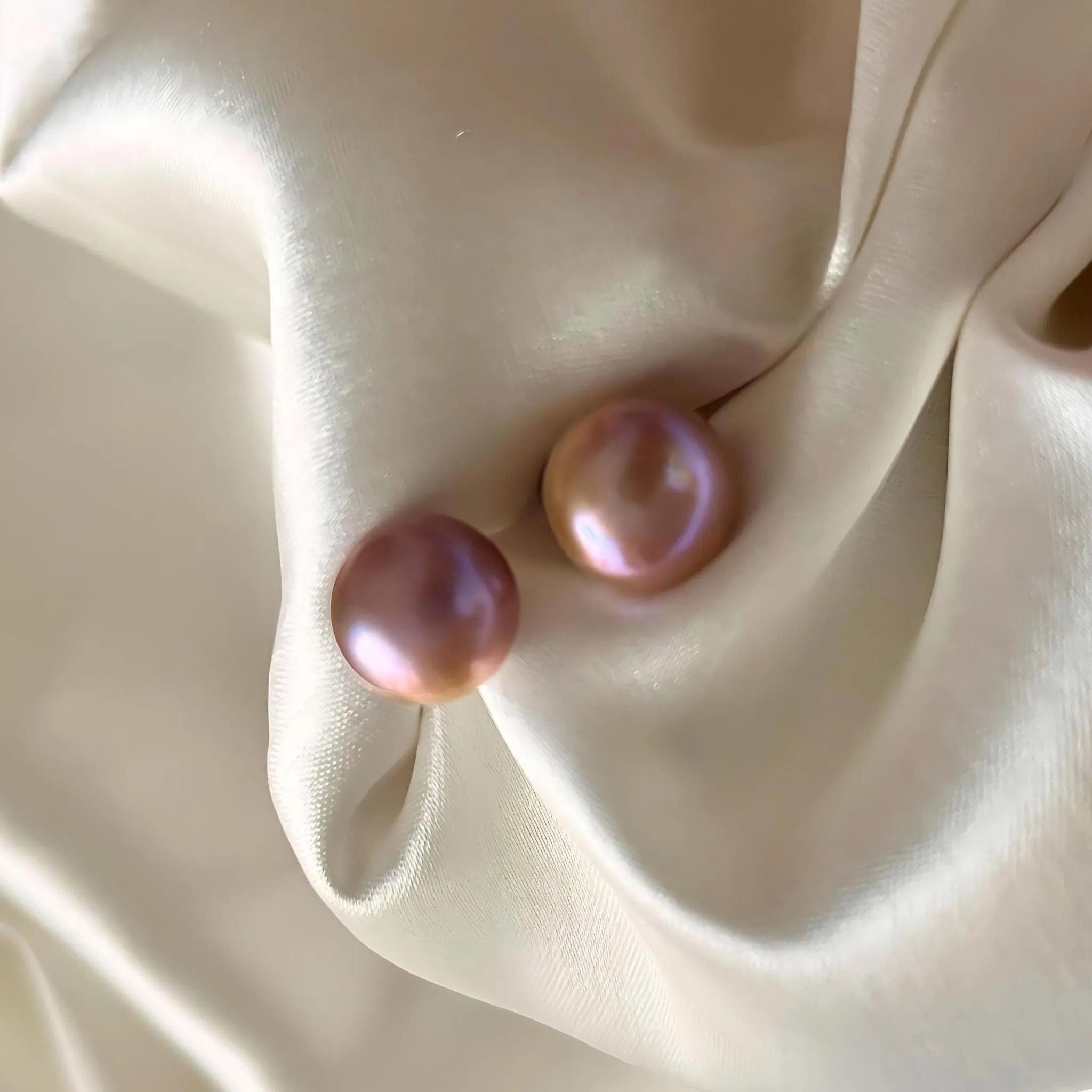 Elegant Lavender Pearl Studs (13-14mm)