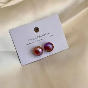 Elegant Lavender Pearl Studs (13-14mm)
