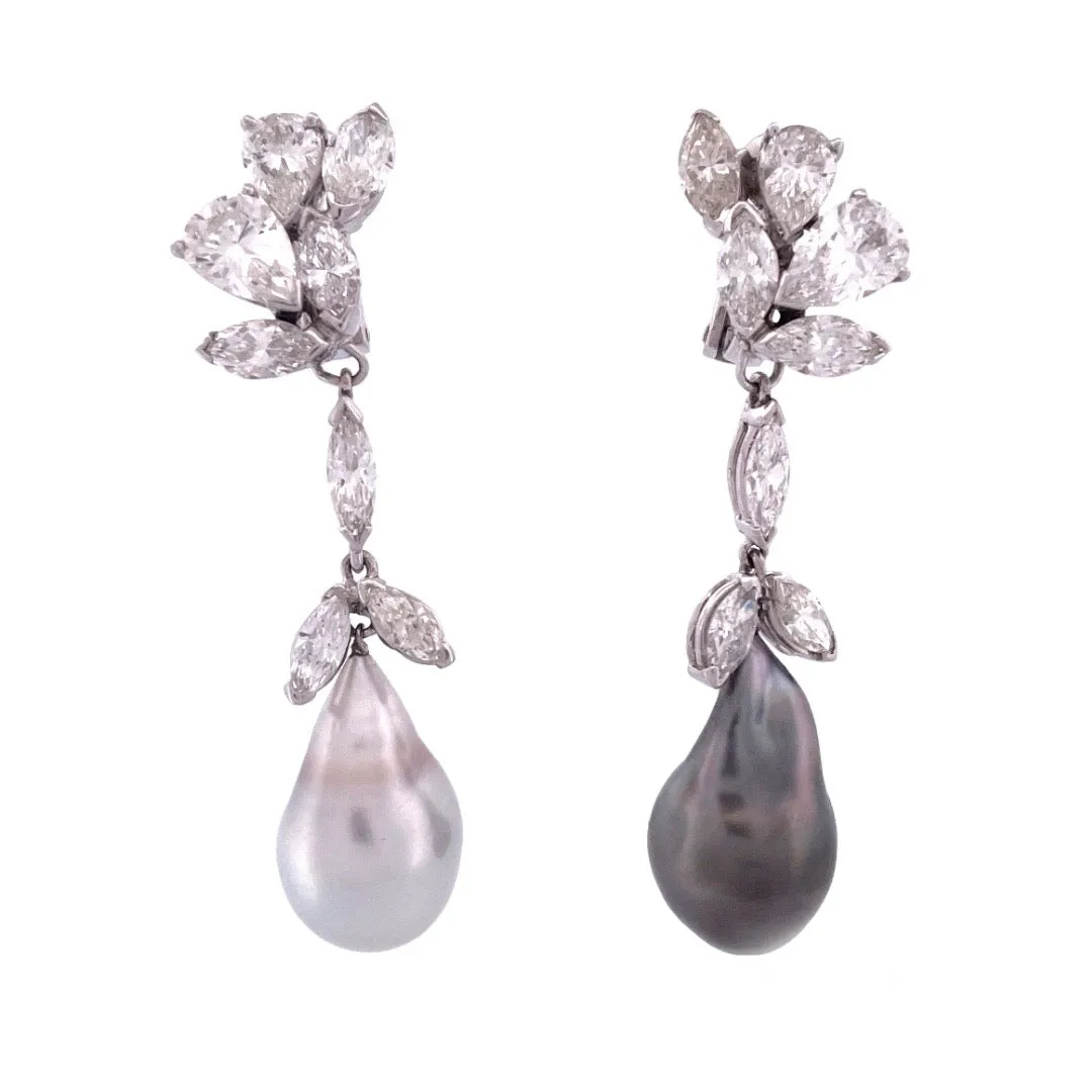 Elegant Platinum Natural Diamond Dangle Earrings