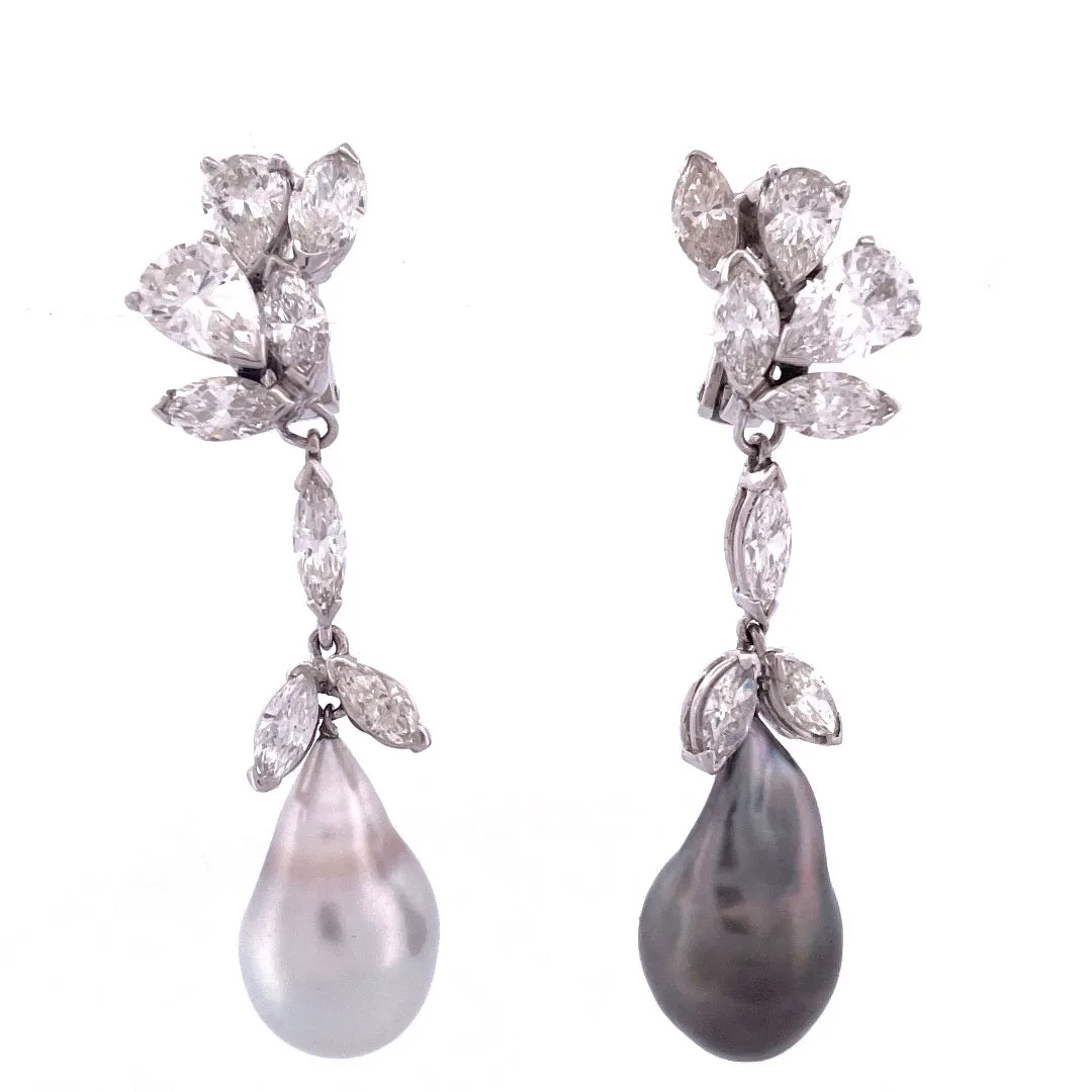Elegant Platinum Natural Diamond Dangle Earrings