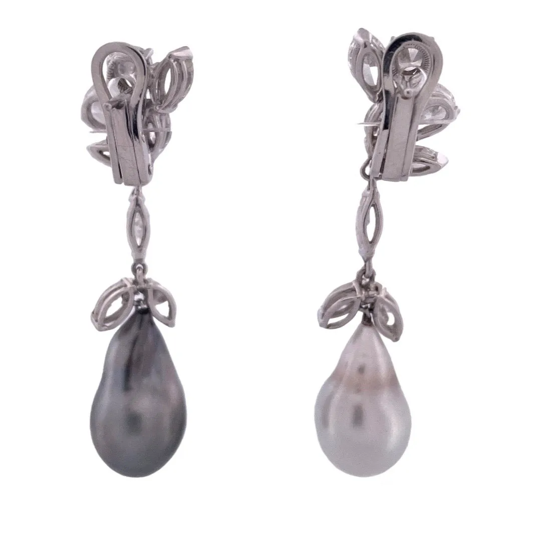 Elegant Platinum Natural Diamond Dangle Earrings