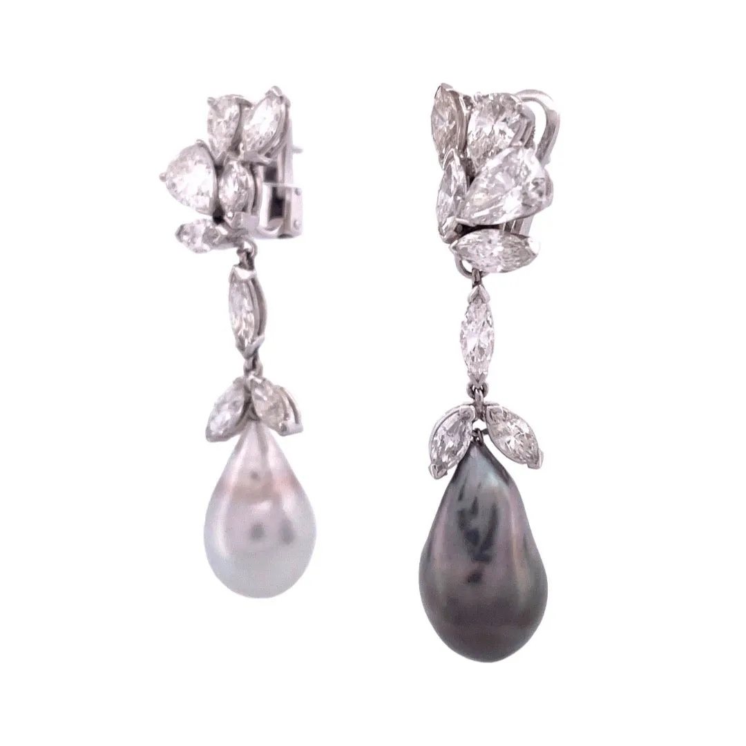 Elegant Platinum Natural Diamond Dangle Earrings