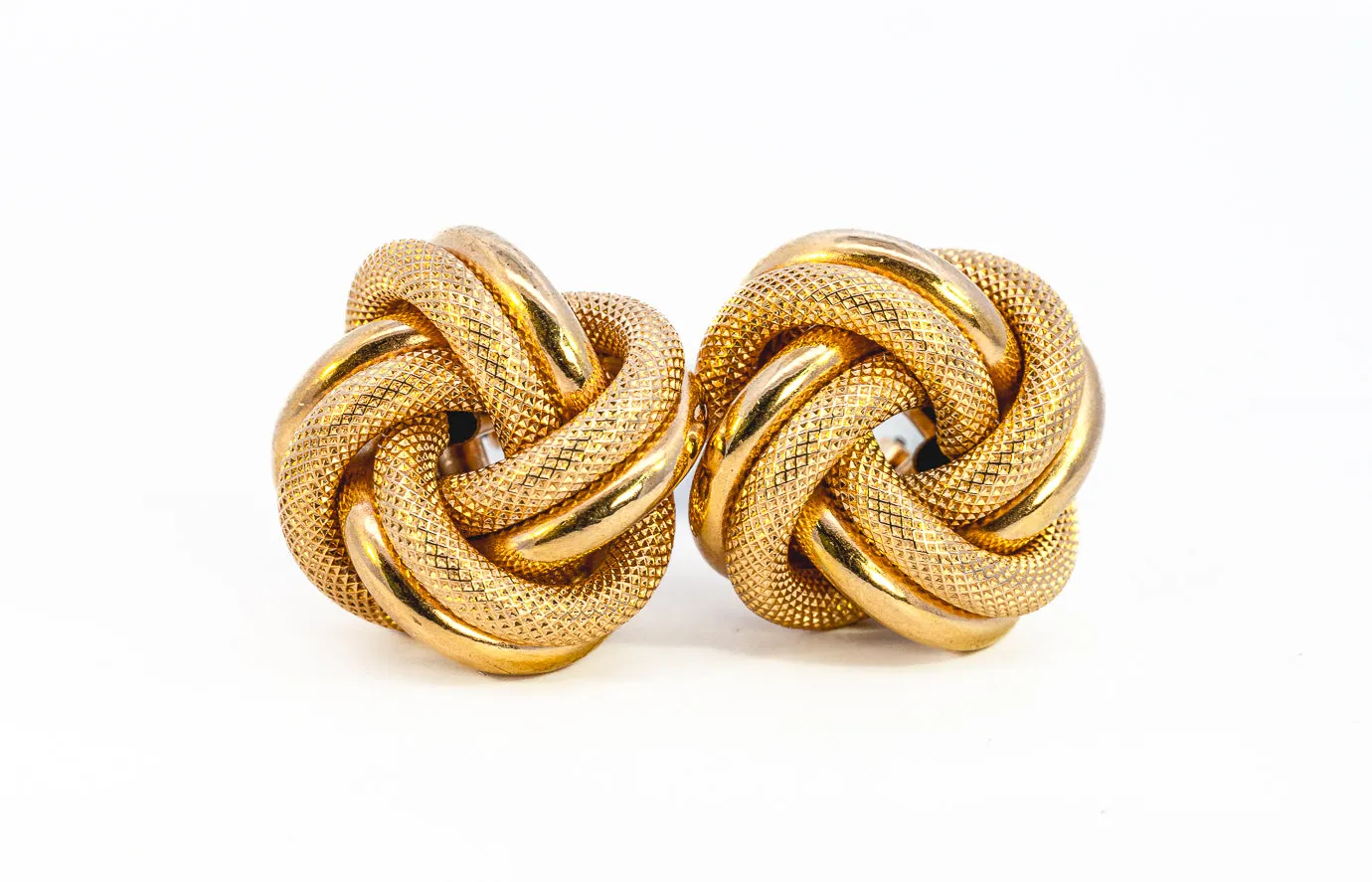 Elegant Yellow Gold Knot Style Earrings