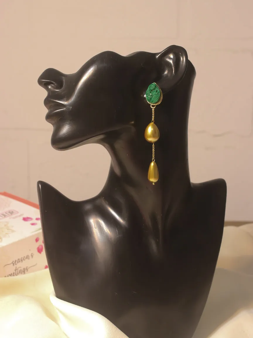 Emerald and Gold Earrings
