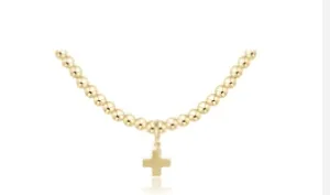enewton: 17" CHOKER CLASSIC GOLD 3MM BEAD - SIGNATURE CROSS GOLD CHARM