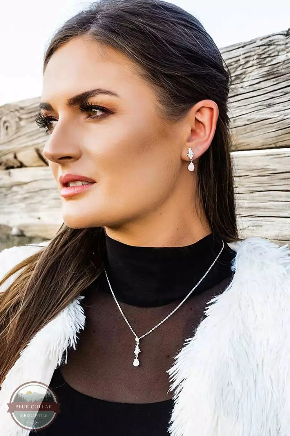 ER5772 Elegant Harmony White Opal Earrings