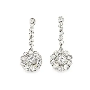Estate Art Deco Diamond Earrings, Platinum