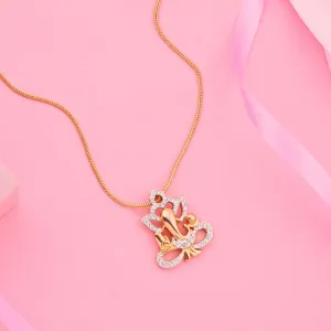 Estele Gold & Rhodium Plated Spiritual Ganesh Pendant Locket Chain for Women