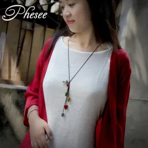 Ethnic Ceramics Long Necklace Chain For Women