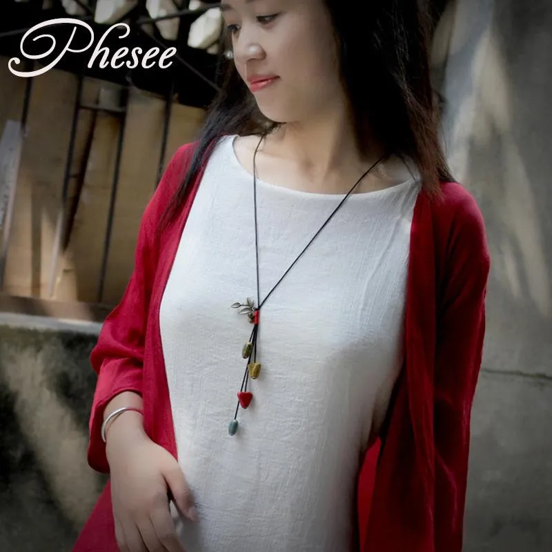 Ethnic Ceramics Long Necklace Chain For Women
