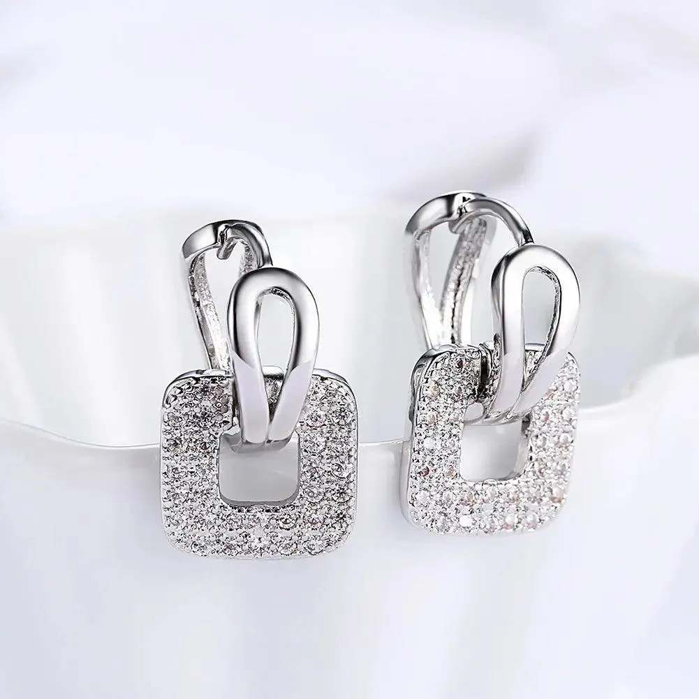 European Zircon Square Studs