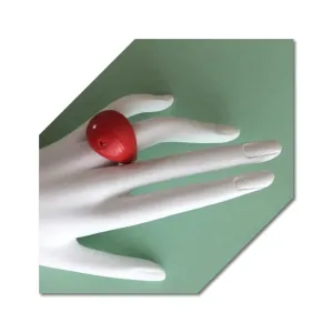 Fluid shape red dome statement ring ruby colored crystal inset