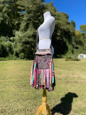 Funky Purple Fringe Purse, Festival Fringe Bag, Hippie Handbag, Boho Chic Crossbody Messenger, Embellished purse