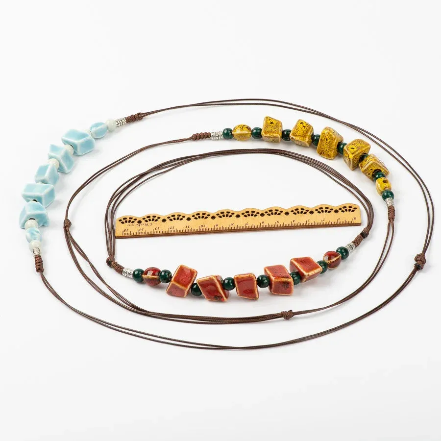 Geometry Shape Ceramic bohemia bead necklace Pendant