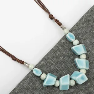Geometry Shape Ceramic bohemia bead necklace Pendant