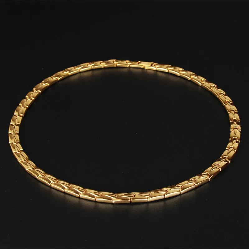 Gold Color Stainless Steel Long Chain Necklace For Men Women