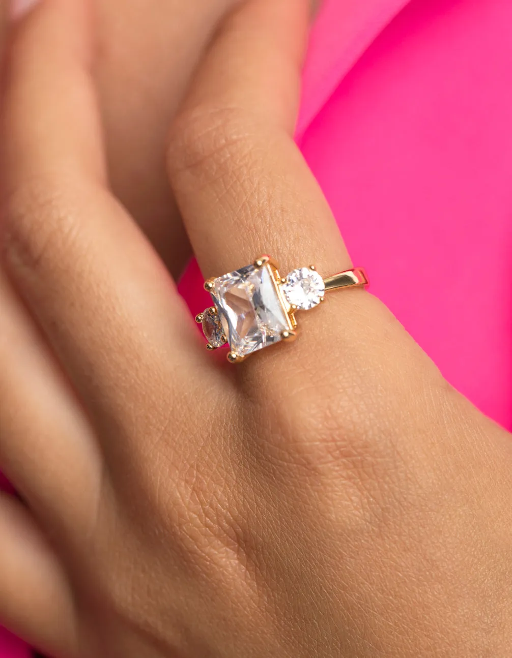 Gold Cubic Zirconia Engagement Ring