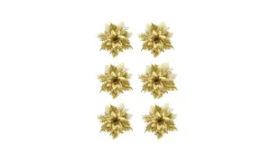 Gold Powder Christmas Flowers – 12 PCS Handmade Christmas Tree Decorations