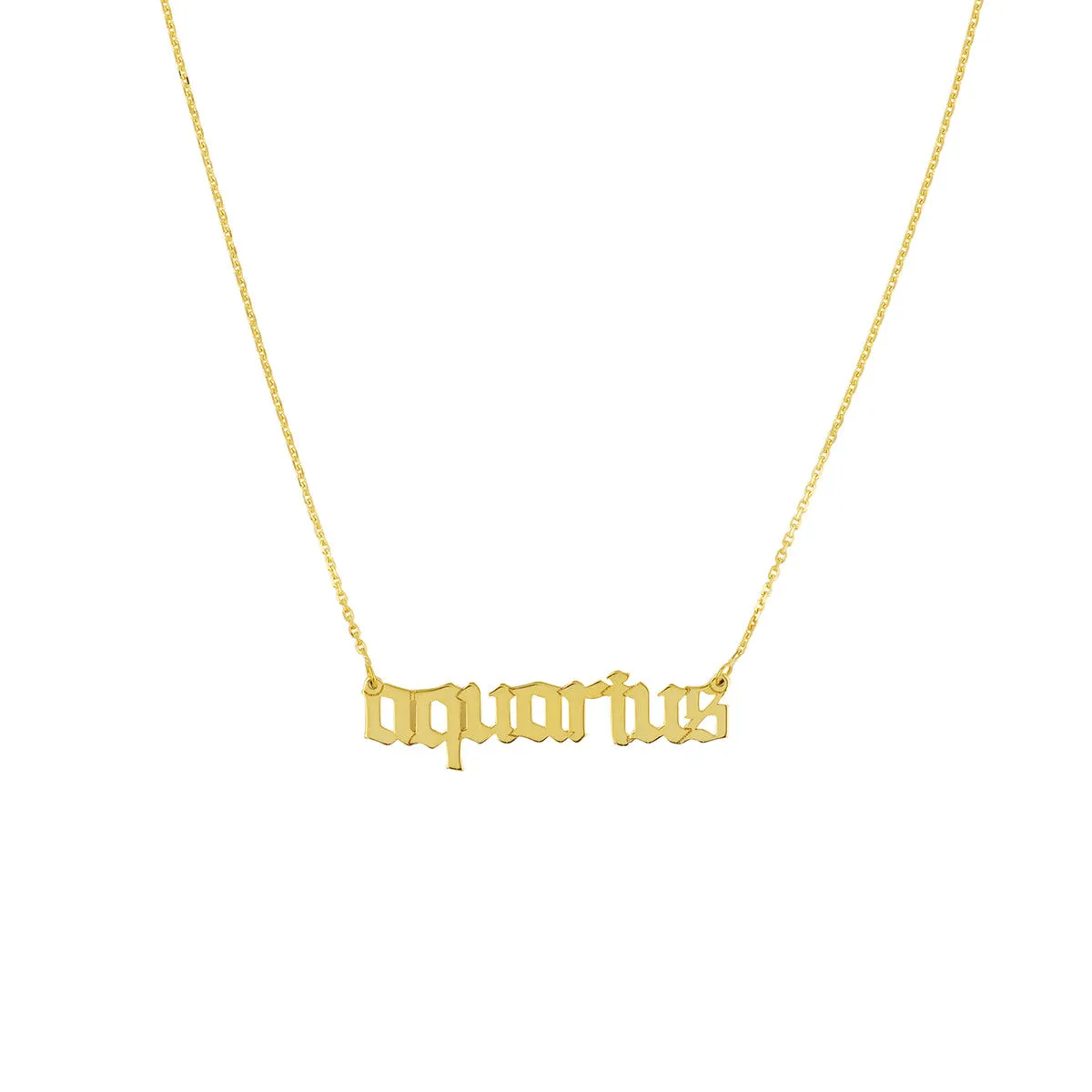 Gothic Aquarius Nameplate Necklace