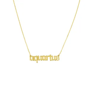 Gothic Aquarius Nameplate Necklace