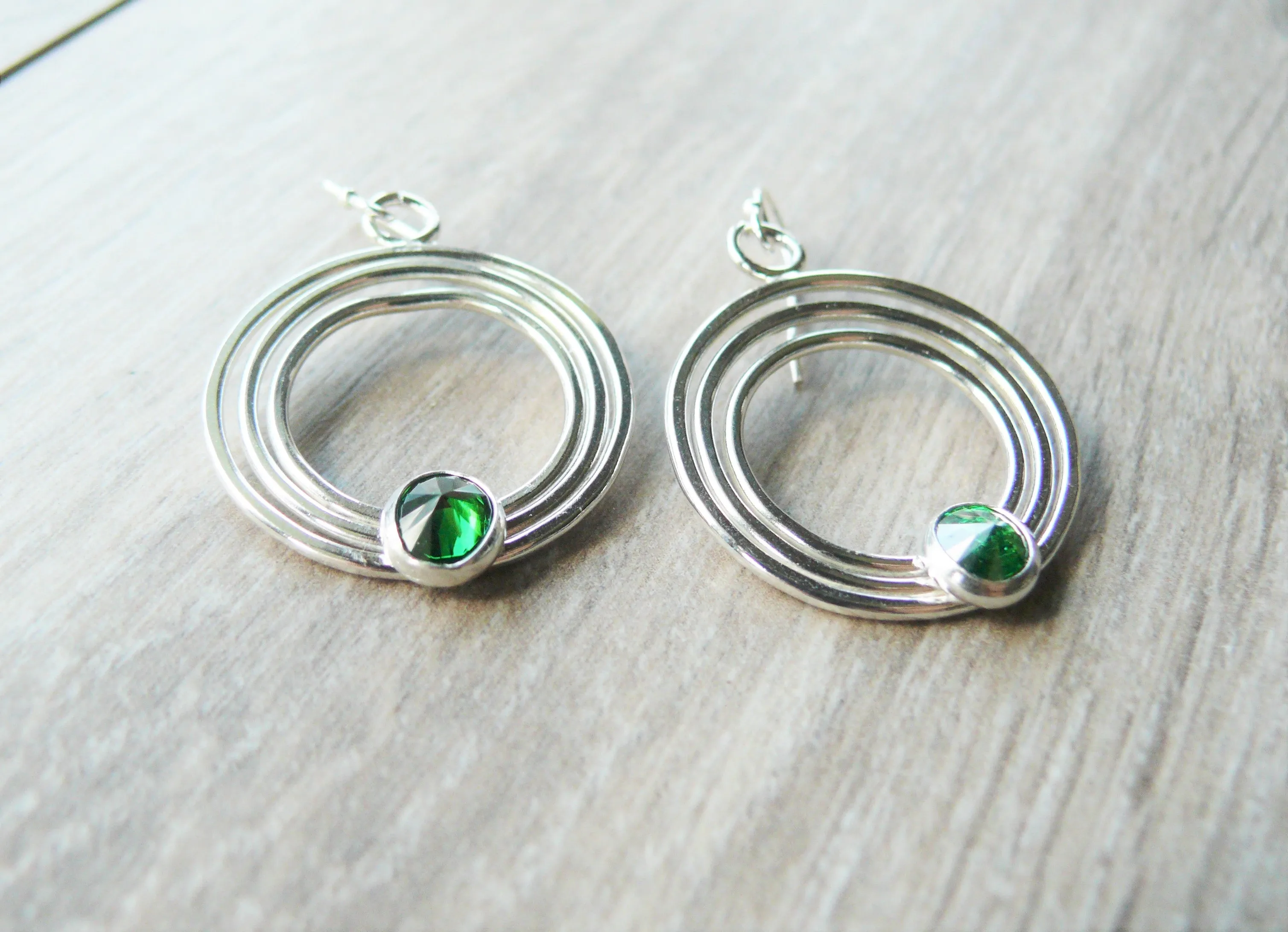 Green Gemstone Dangle Earrings