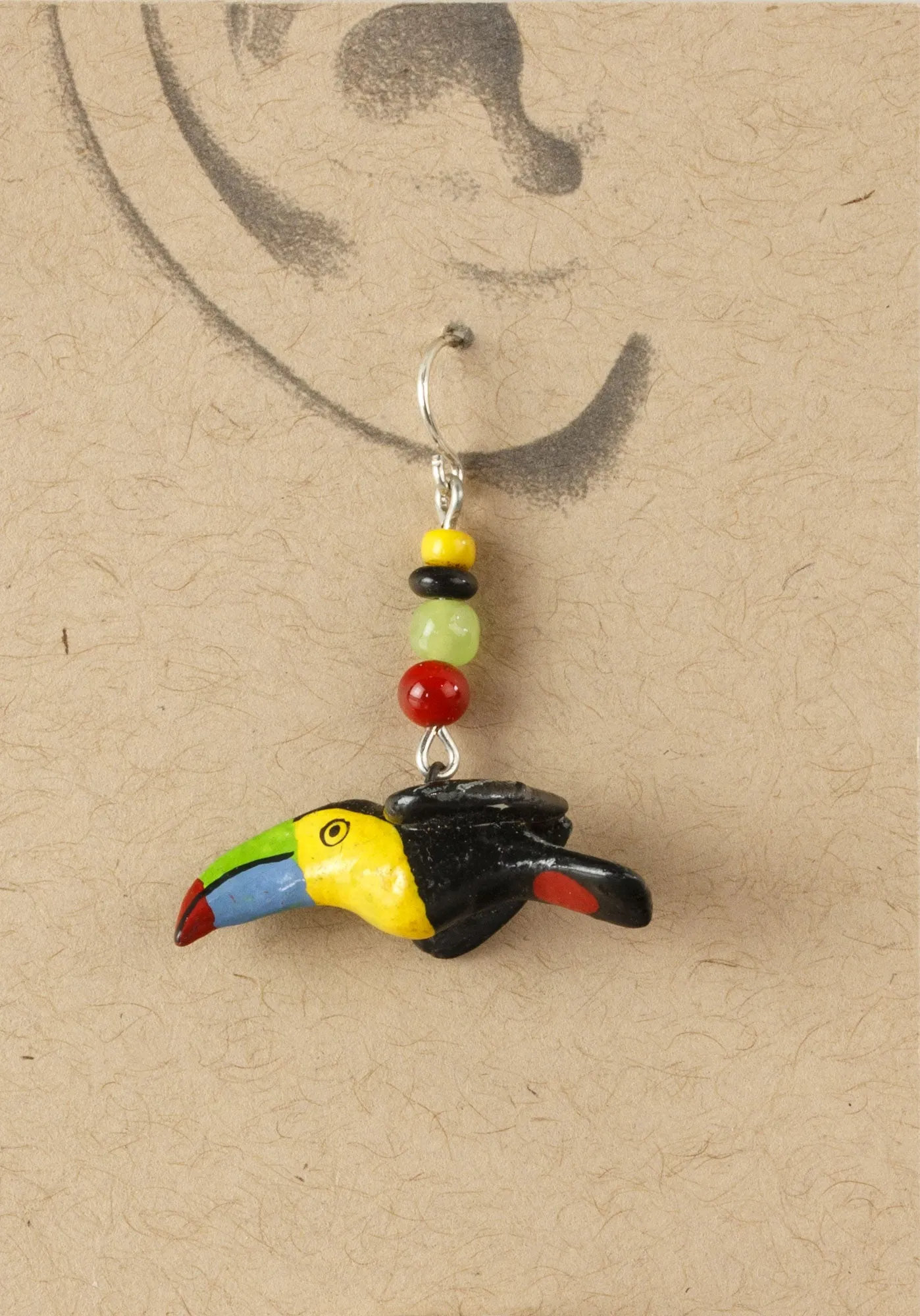 Guatemalan hand made clay Toucan earrings.  j-ervn970