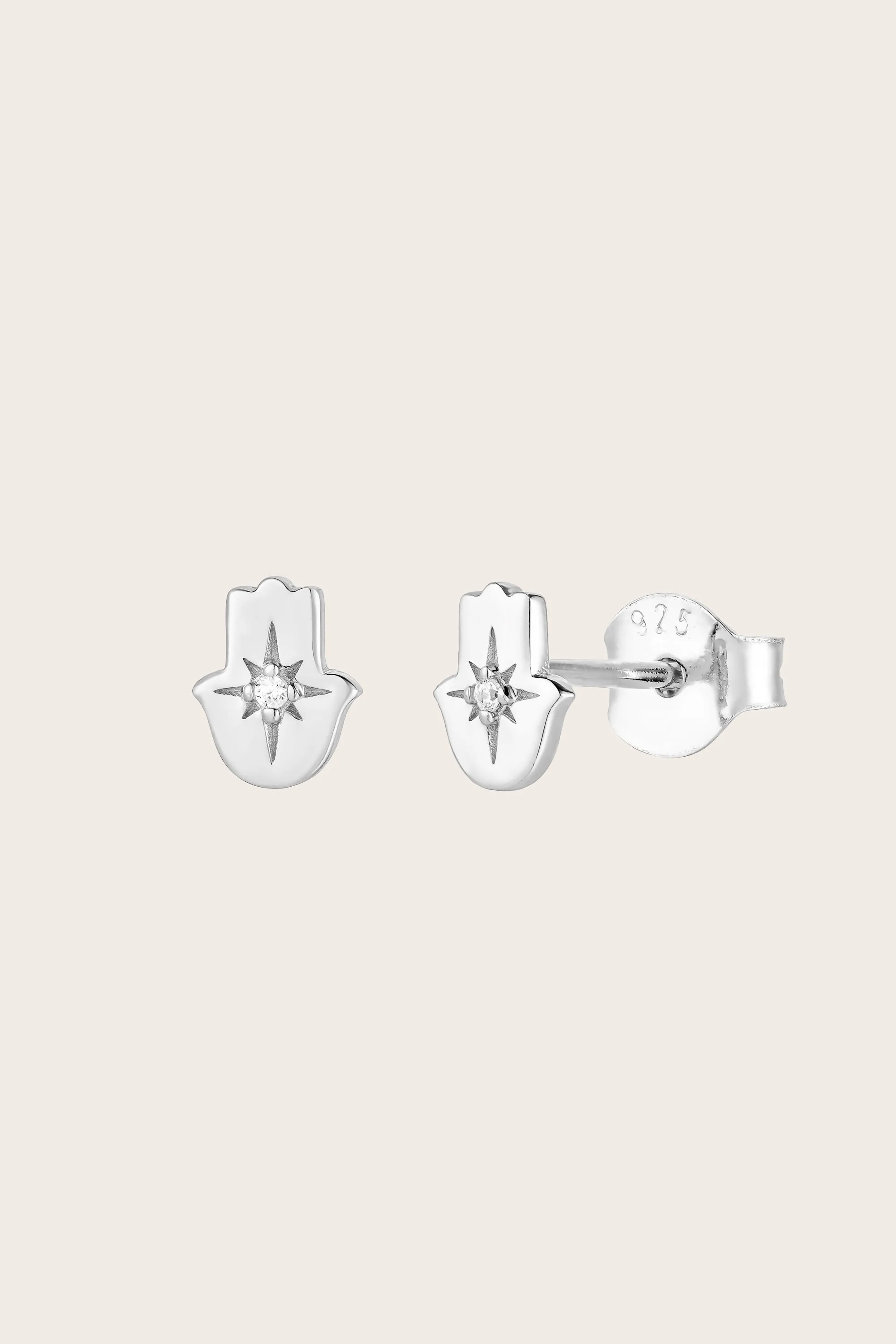 Hamsa Blessings Studs - Silver